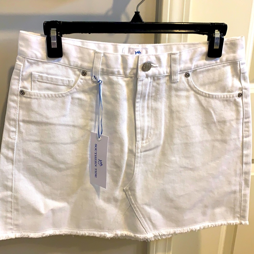 Southern Tide denim mini skirt